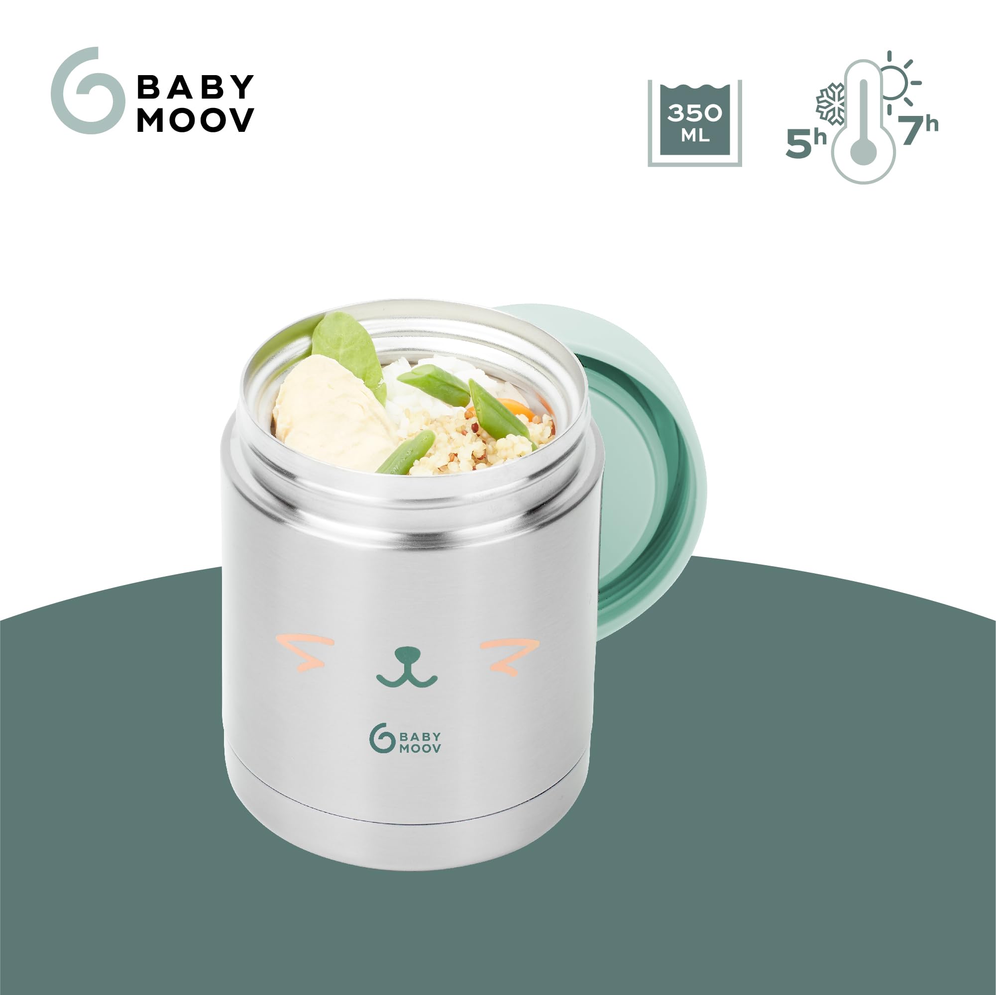 Babymoov Boîte isotherme EAT'S ISY avec double paroi Inox, 350ml - 100% hermétique - Facile à nettoyer et à emporter