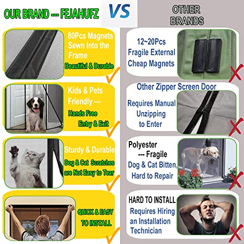 Image of Magnetic Garage Door Screen 16x10ft for 2 3 Car, Doors Durable Fiberglass Heavy Duty Mesh Magnetic Net, Pets Friendly Retractable for Carport Garage Patio Porch (Black, 16x10ft)