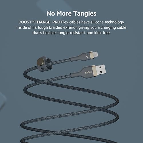 Miniatura 8 de Belkin BoostCharge Pro - Paquete de 2 cables USB trenzados flexibles tipo A a Lightning (3M10FT), certificación de carga MFi compatible con iPhone