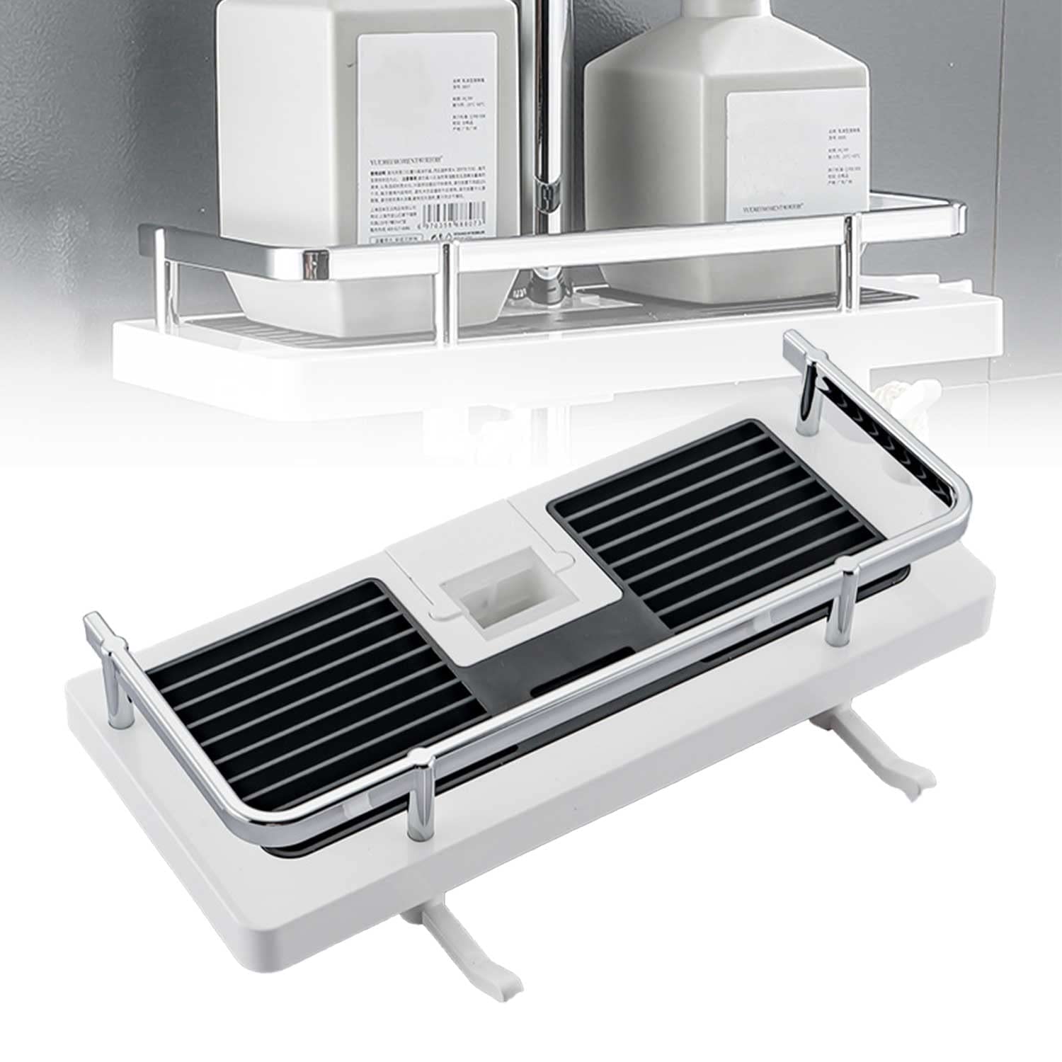 Punch-free Multi-function Storage Rack 2-in-1 Liftable Shower Rack Bathroom Shower Shelf Bathroom Shelf Caddy for Shower Rail Bathroom