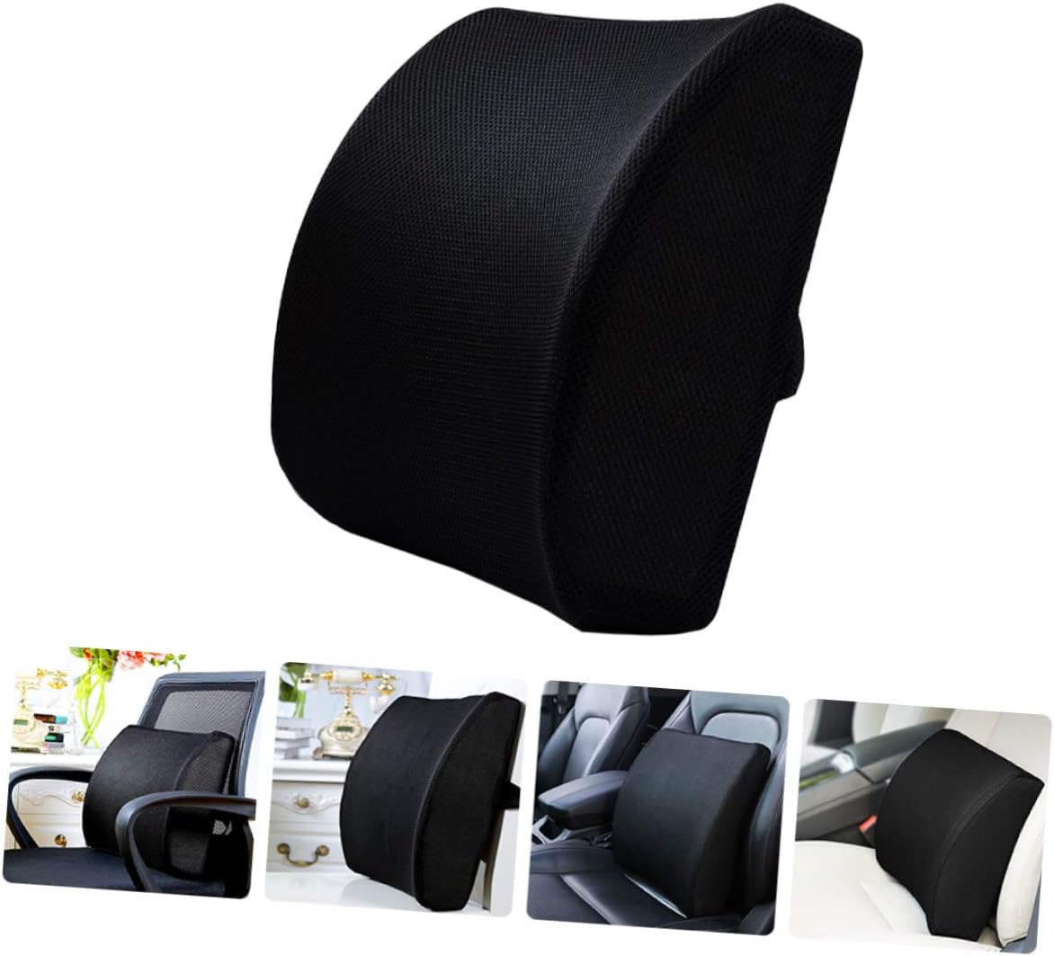 Memory Foam Lumbar Support Pillow for Car Office Ergonomic Waist Cushion for Lower Back Pain Relief Breathable Cover Comfortable Design Black Color for Driving Working