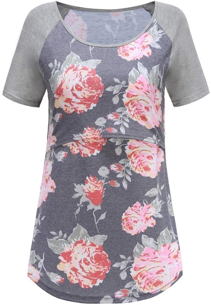 Glampunch Maternity Nursing Tops Patchwork Long&Short Raglan Sleeve Breastfeeding T-Shirt at  Women’s Clothing store