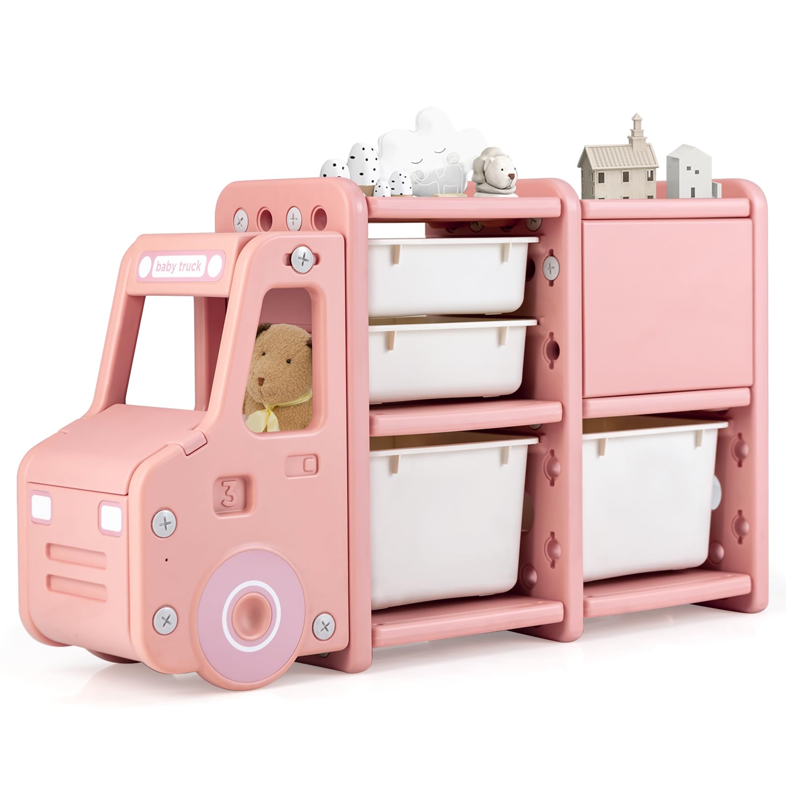 GOPLUS Coffre à Jouets avec Couvercle-60x33x37,5CM-en Forme de Crocodile avec Poignées Pratiques,Coffre de Rangement,Vert