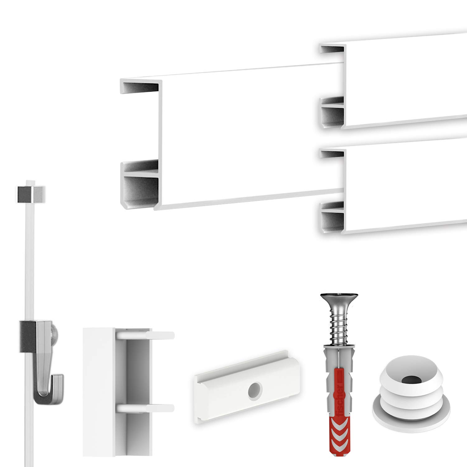 hang-it Komplettset - Galerieleisten Bilderleisten - 6 Meter inkl. Bilderhaken, Seile und Montagematerial