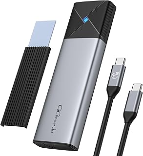 GiGimundo M.2 NVMe SSD Enclosure - USB 3.2 10Gbps Type C Tool Free NVMe Adapter for M/B+M Key PCIe NVMe SSDs - Supports UASP & Sizes 2230/2242/2260/2280 (Gray)