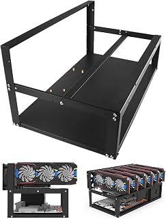 6 GPU Mining Rig, Steel Open Air Mining Rig Frame Case, Mining Frame Supporta Atx/Btx/Flex/Itx/Microatx, 50 x 28.5 x 22 cm, Solo Telaio (6GPU)