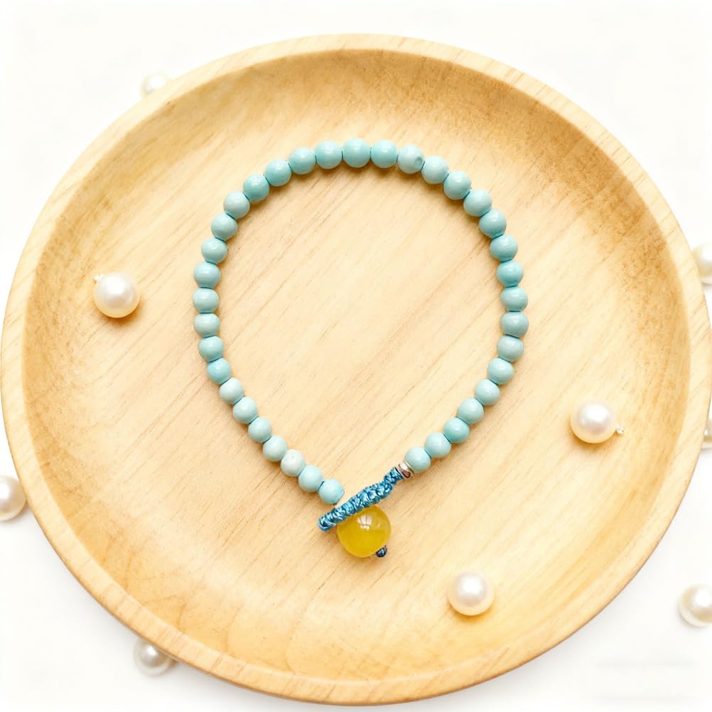 Pulsera de Cristal Turquesa para Mujer, Pulsera de Piedra Natural de 0.197 in, Pulseras de Piedras Preciosas Ajustables, Pulseras de Cuentas de Yoga para Mujeres y Hombres,5mm