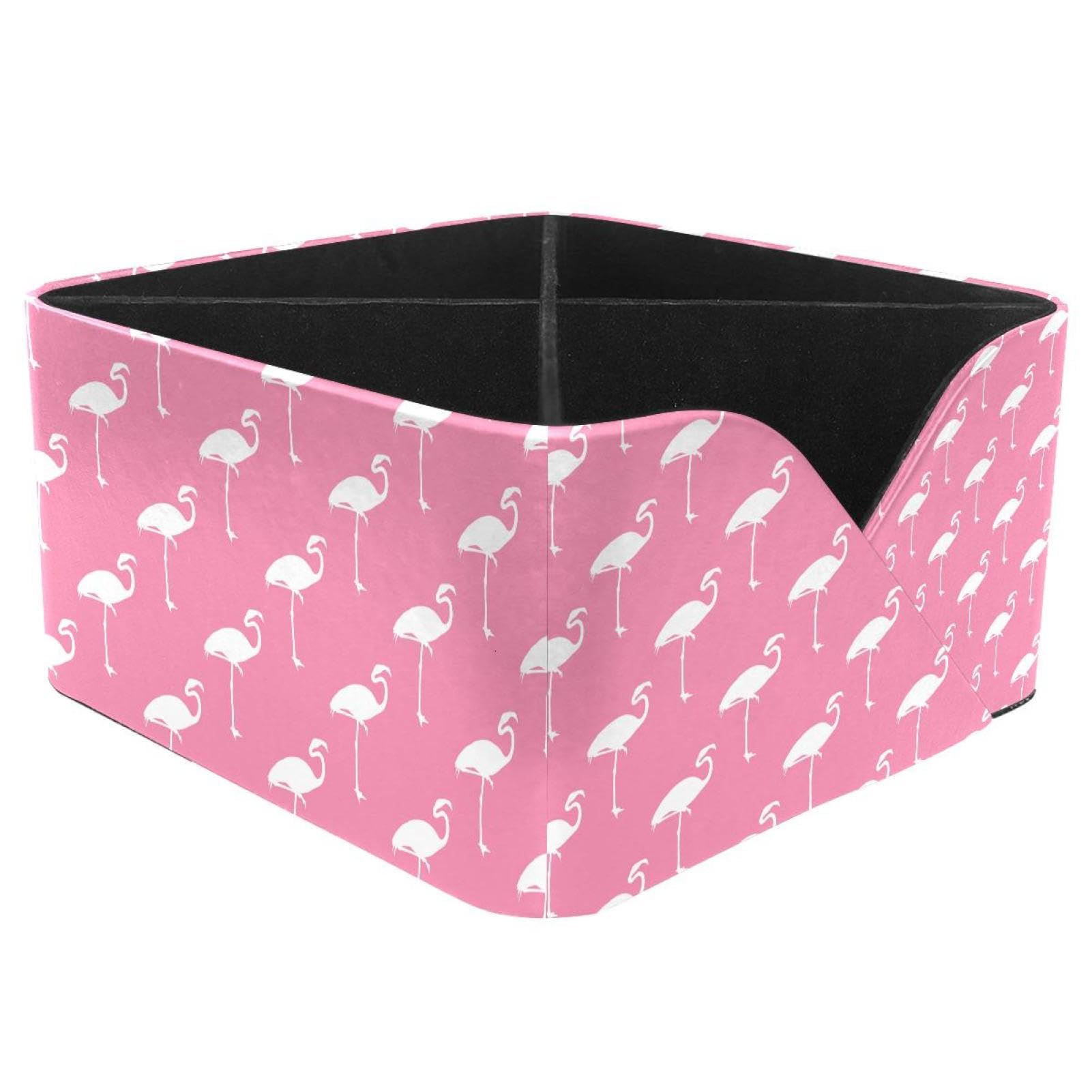 KengjuTesu Flamingo Birds Pattern Desktop Organizer Pen Holder, Rectangular Pencil Cup for Office, Study and Makeup Stations