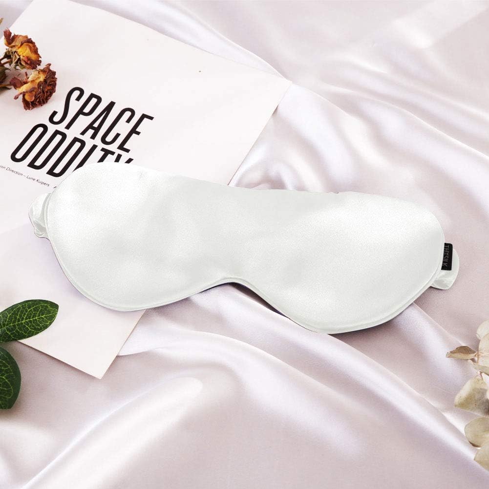 THXSILK 100% Silk Pillowcase for Hair and Skin, 22 Momme 7A+ Silk Pillowcase Set, 1 Pillow case with Hidden Zipper, 1 Eye Mask, Gift for Women Men (Standard, White)