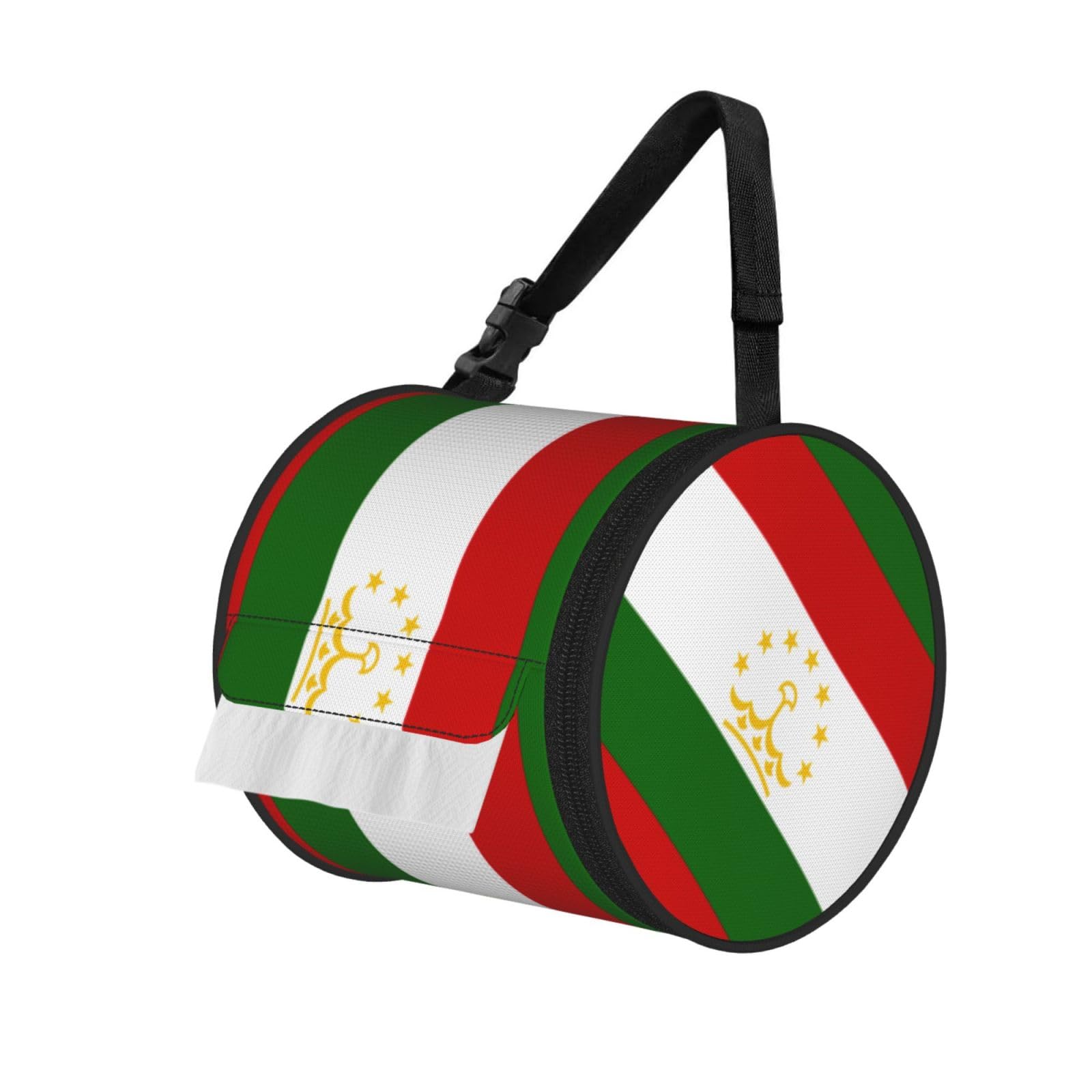 Flag of Tajikistan Printed Portable Tissue Roll Case, Standard-Size Fit, Oxford Cloth for Wall Camping Backpack