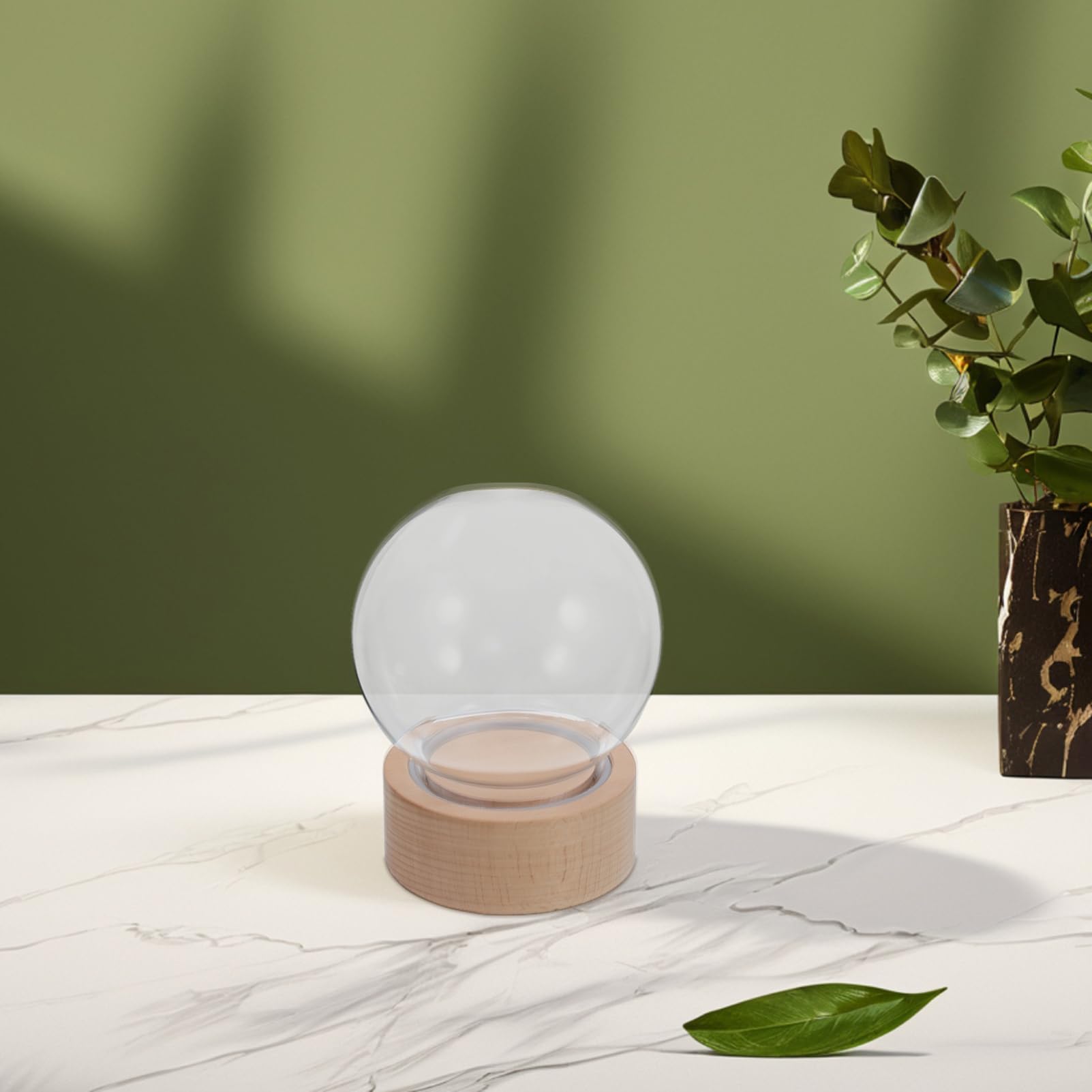 ABOOFAN Bola de Cristal con Base de Madera y Caja Musical Integrada, Kit Esférico para Crear Paisajes en Miniatura con Alta Transparencia y Estilo Elegante