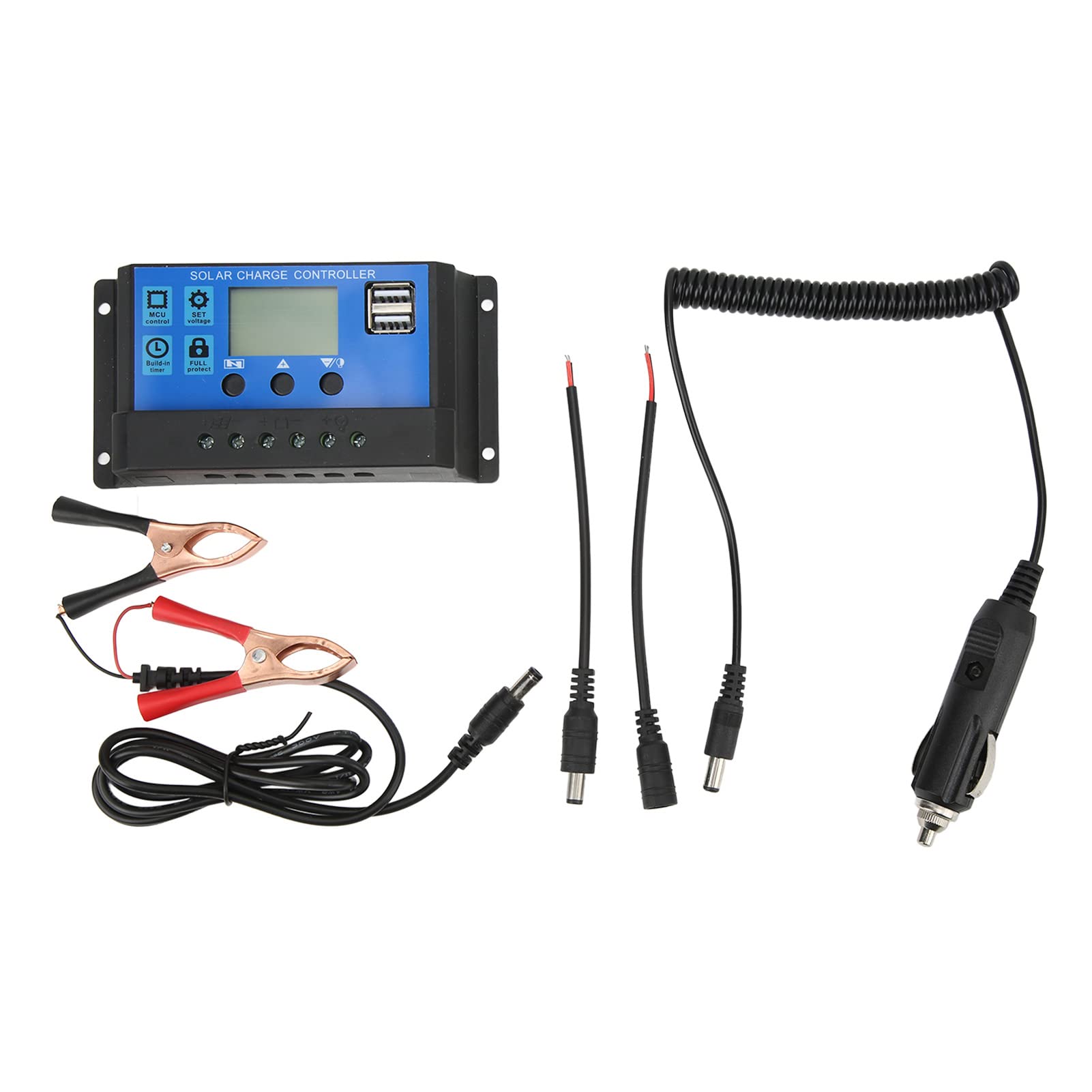 Kit de Inversor Solar, Kit de Inversor de Panel Solar Monocristalino de 18 W Controlador de Carga de 30 A Inversor Inversor de 300 W Protección Completa Pantalla LCD para Exteriores (12V a 220V)