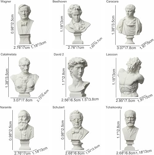 Miniatura 3 de Tchaikovsky - Mini esculturas griegas de busto de 1 pulgada de alto, mitología de resina, figura de diosa, manualidades romanas clásicas, estatuas