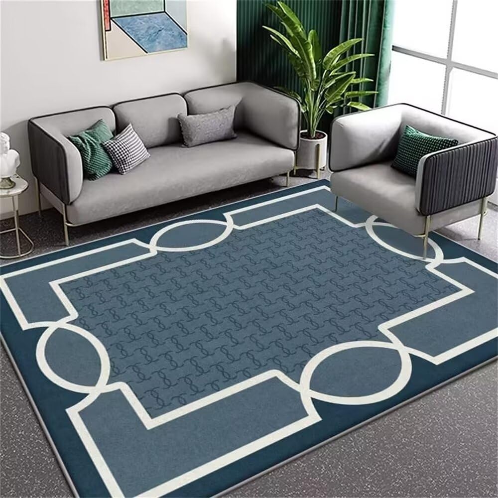 Tapis de salon minimaliste bleu idéal pour la chambre des enfants