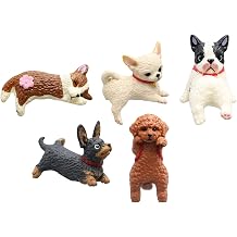 5 PCS Mini Dog Figurines, Computer Monitor Decor Set, Desk Decorations for Workspace and Home, Resin Mini Dog Desk Figurines Collection