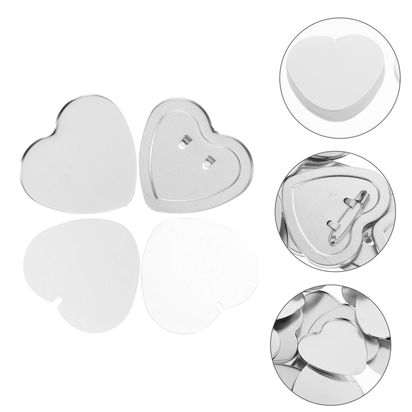 Set di 100 Spille Bottone a Cuore per Creazione Badge