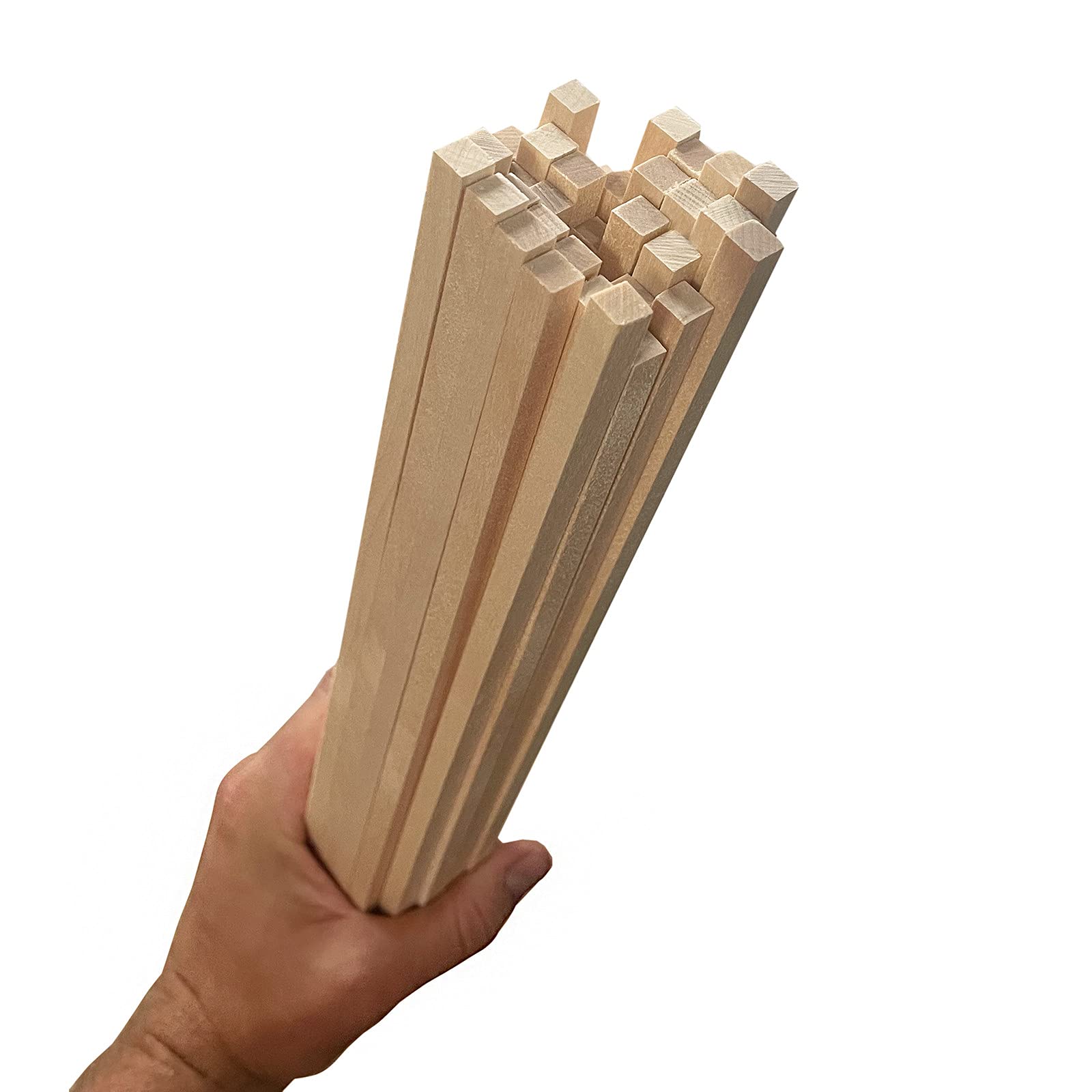 Lot de 50 bâtonnets en bois (carrés, 5x5 mm, longueur 60 cm, bois de bouleau)
