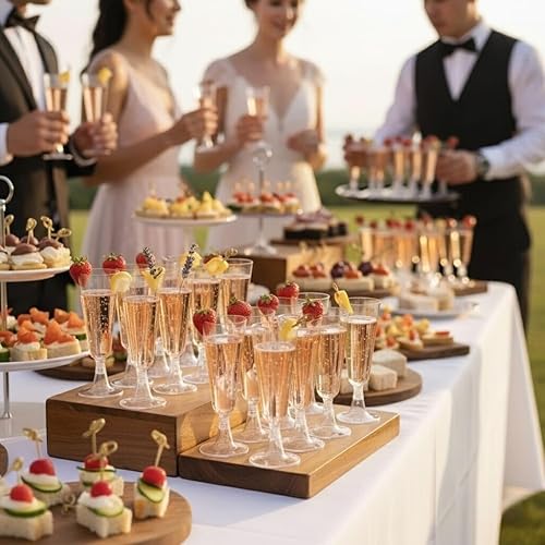 Miniatura 2 de MATANA 50 copas de champán de plástico de 5 onzas con purpurina plateada, resistentes y reutilizables, cócteles, prosecco, mimosa, copas de tostado