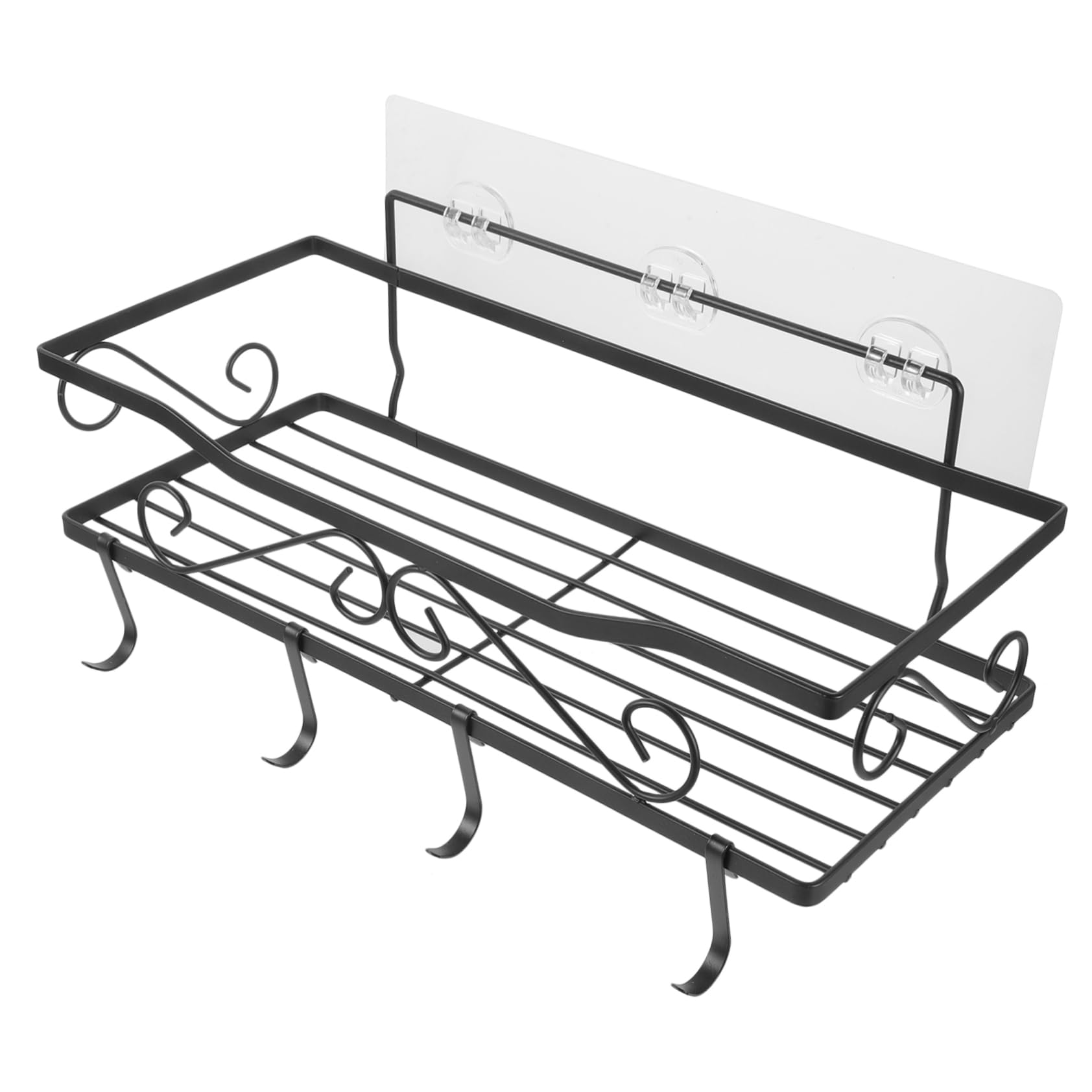 Hohopeti Shower Caddy Bathroom Storage Rack Floating Shelves for Kitchen Adhesive Wall Mount Shower Shelf