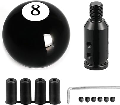 8 Ball Round Gear Shift Knob, Universal 5/6 Speed, Acrylic, Black, 9 cm x 4 cm