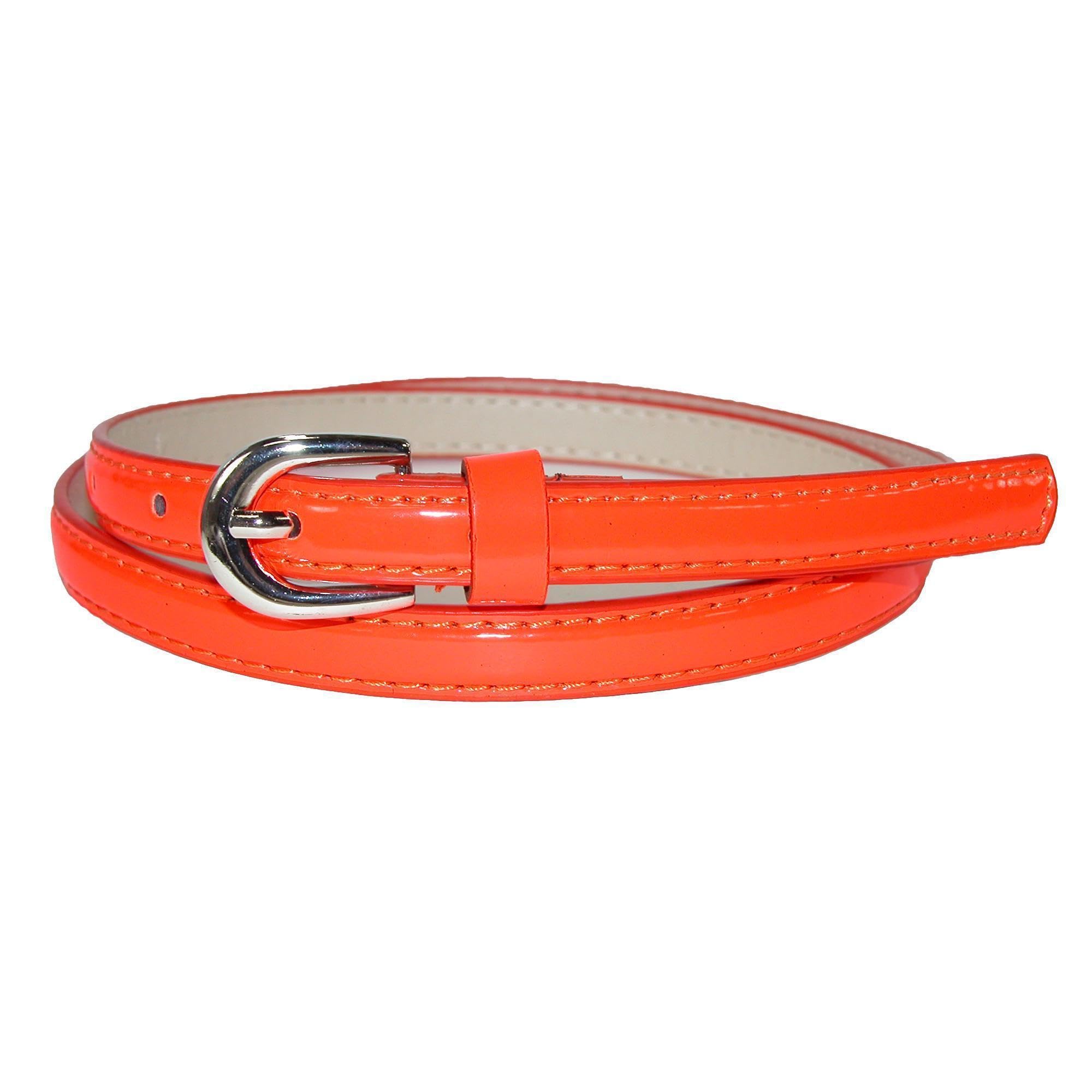 CTM Women's 1/2 Inch Skinny Dress Belt Patent Faux Leather, Small, Orange