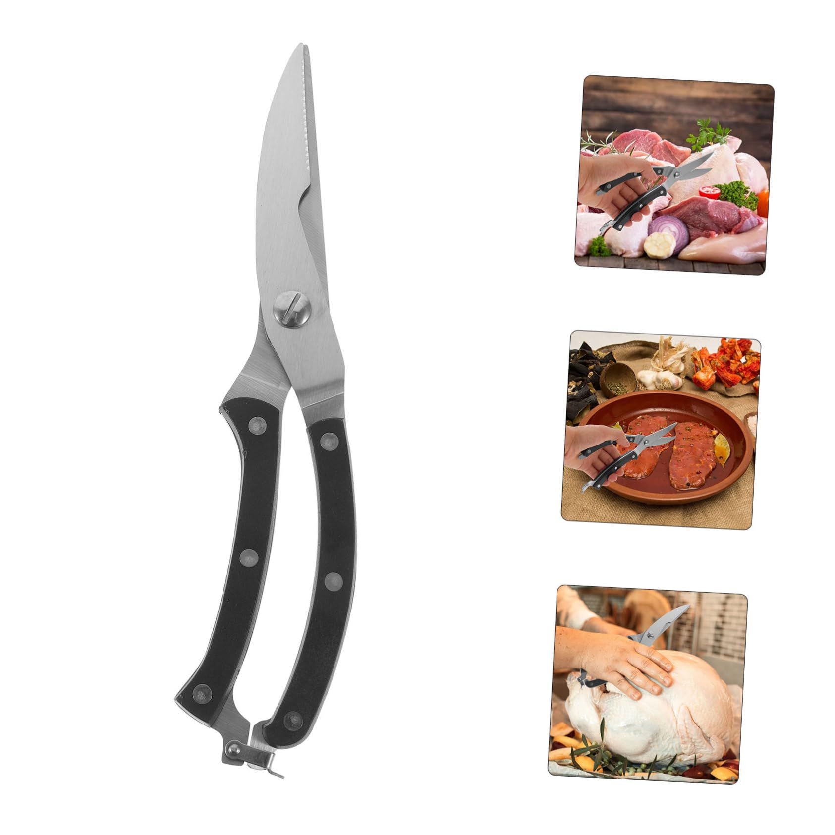 GRIRIW Stainless Steel Food Shear Multifunctional Chicken Bone Scissors with Ergonomic Handles for Effortless Cutting Kitchen Tasks and Kitchen Shears for Meat