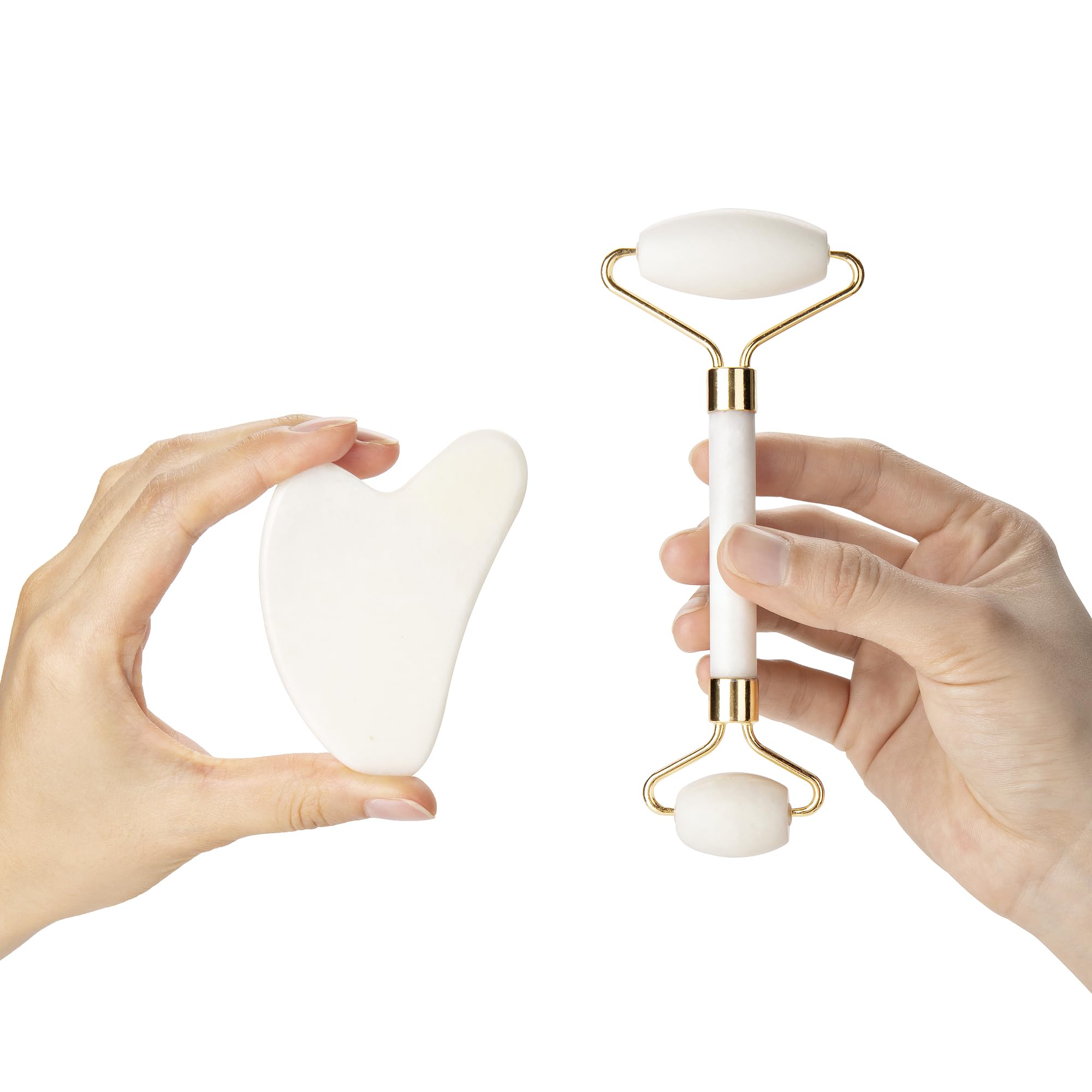 Jade Gesichtsroller & Gua Sha Massagewerkzeug für Gesicht, Augen & Hals Hautpflege, 100% Natürlicher Jade Stein Gesichtsroller Gua Sha Massagewerkzeug, Augenroller für geschwollene Augen