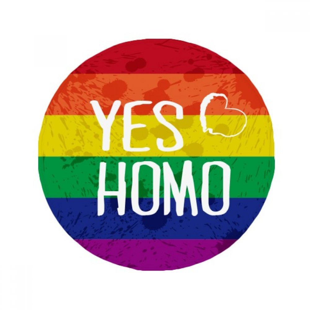 Tapis de sol LGBT Oui Homo arc-en-ciel rond antidérapant en polyester filé pour salon 50x50 cm