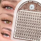 Natural Brown Lash Clusters Wispy Cluster Eyelash Extension C Curl Soft Individual Lashes Natural Look Venus Eyelash Clusters with Thin Band 10-16mm DIY Brown Lashes Extension by TOOCHUNAG