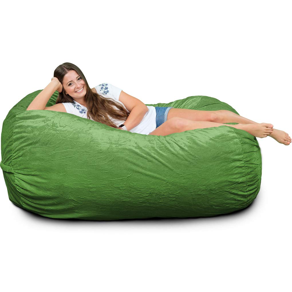 ULTIMATE SACK Lounger Bean Bag Chair, Oversize Bean Bag Chair for Adults, Comfy Chair Bean Bag Couch Lounge Sofa Loveseat Furniture | Lime Fur