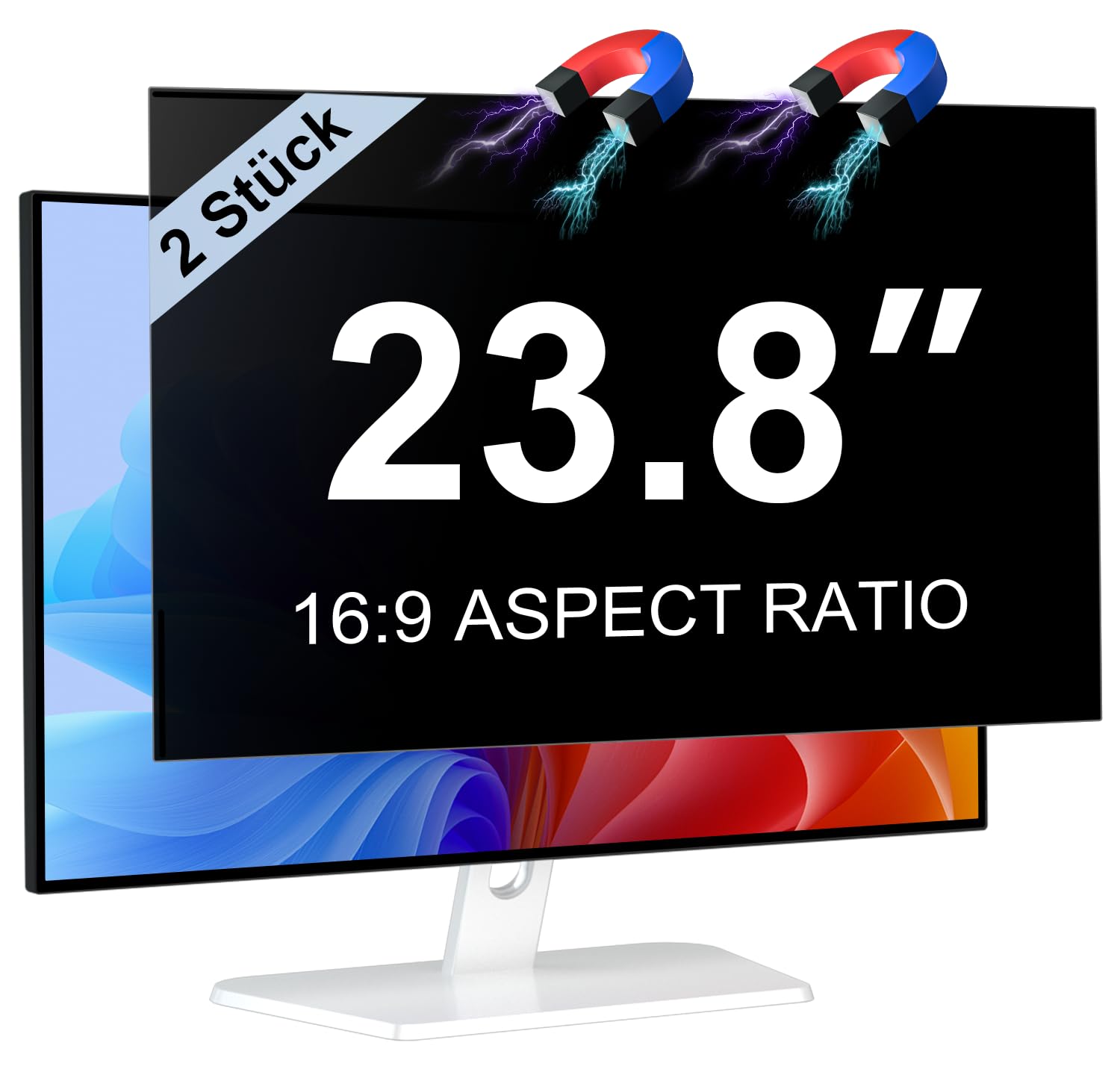 2 filtri magnetici per schermo da 23,8 pollici, per proporzioni di 16:9, antiriflesso, filtro per luce blu, monitor da 23,8", pellicola protettiva per la privacy del computer, filtro per la privacy