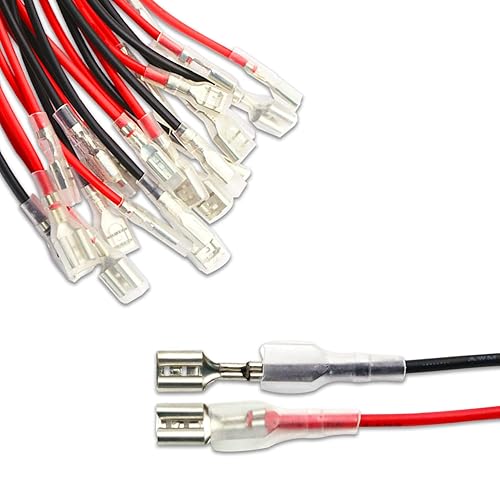 Miniatura 8 de 30 terminales de crimpado de doble cabeza de 0.248 in con funda aislante con alambre rojo + negro hembra pala kit surtido de empalme rápido 11.82