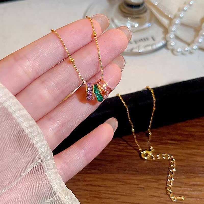 Gold Circle Pendant Necklace for Women 14K Dainty Cubic Zirconia Circle Sliding Chain Charm Trendy Statement Jewelry - Image 4