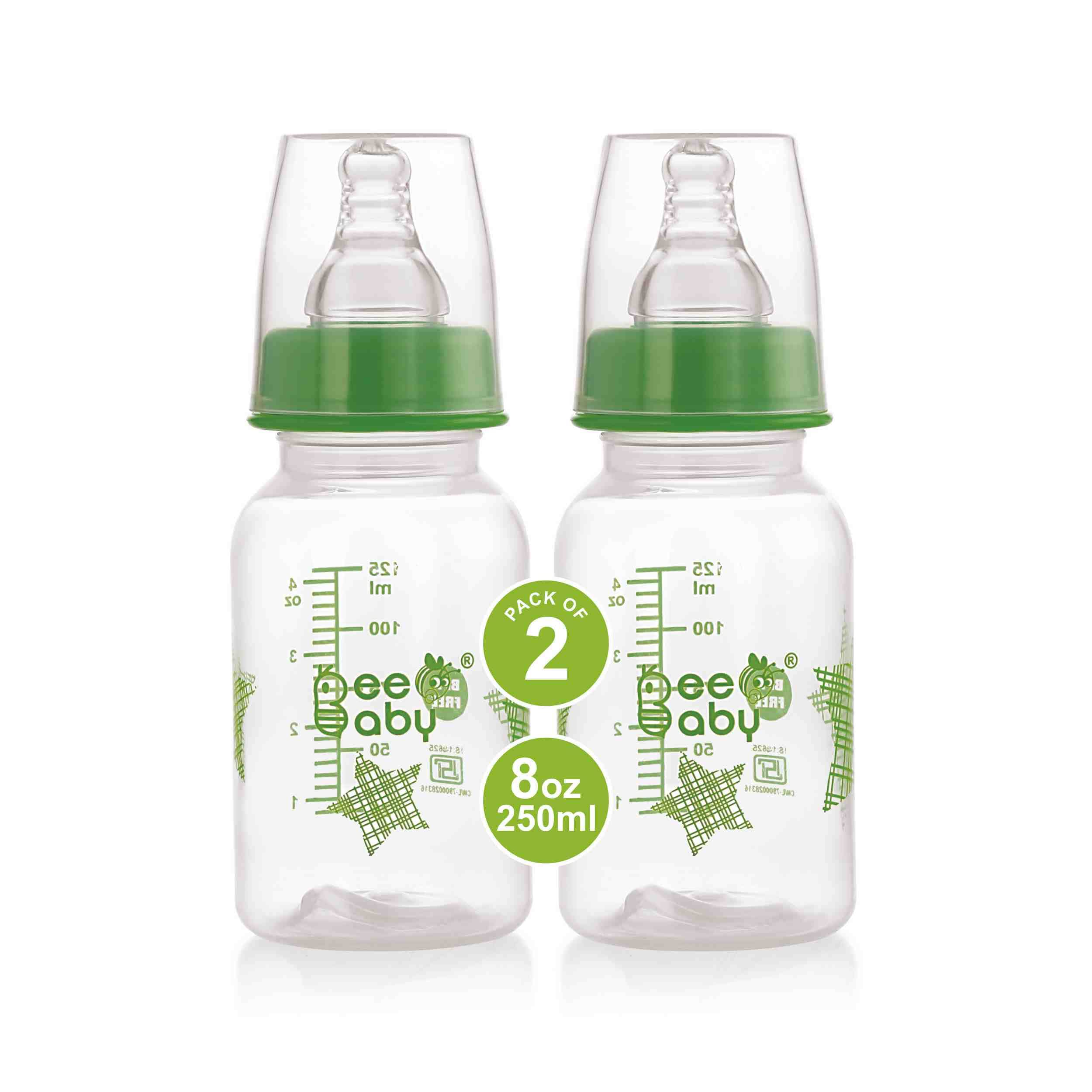 BeeBaby Basic Slim Neck Baby Feeding Bottle with Premium Anti Colic Silicone Nipple for New Born/Infant/Toddler/Babies, 100% BPA Free ((Pack of 2) 125 ML, Green)-image-30