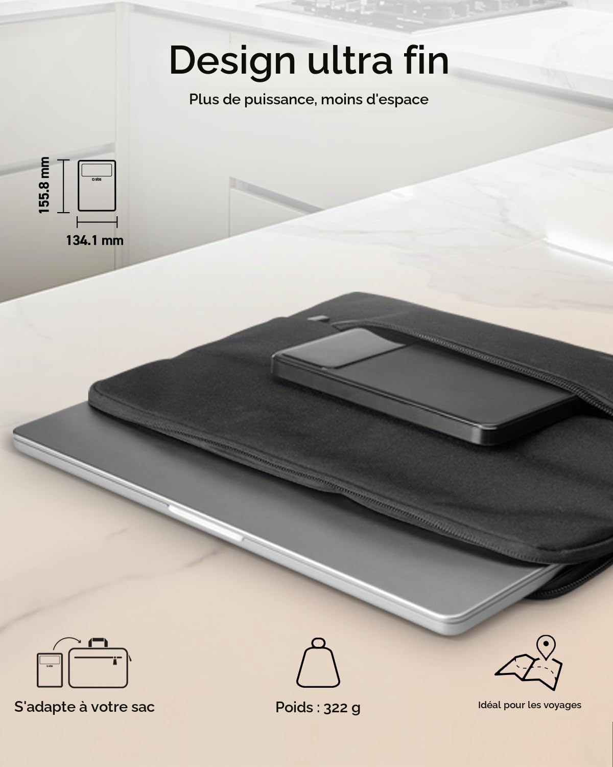 SBS PowerBank Portable 20K Slim, 20000mAh, 100W Power Delivery (PD 3.1 PPS)