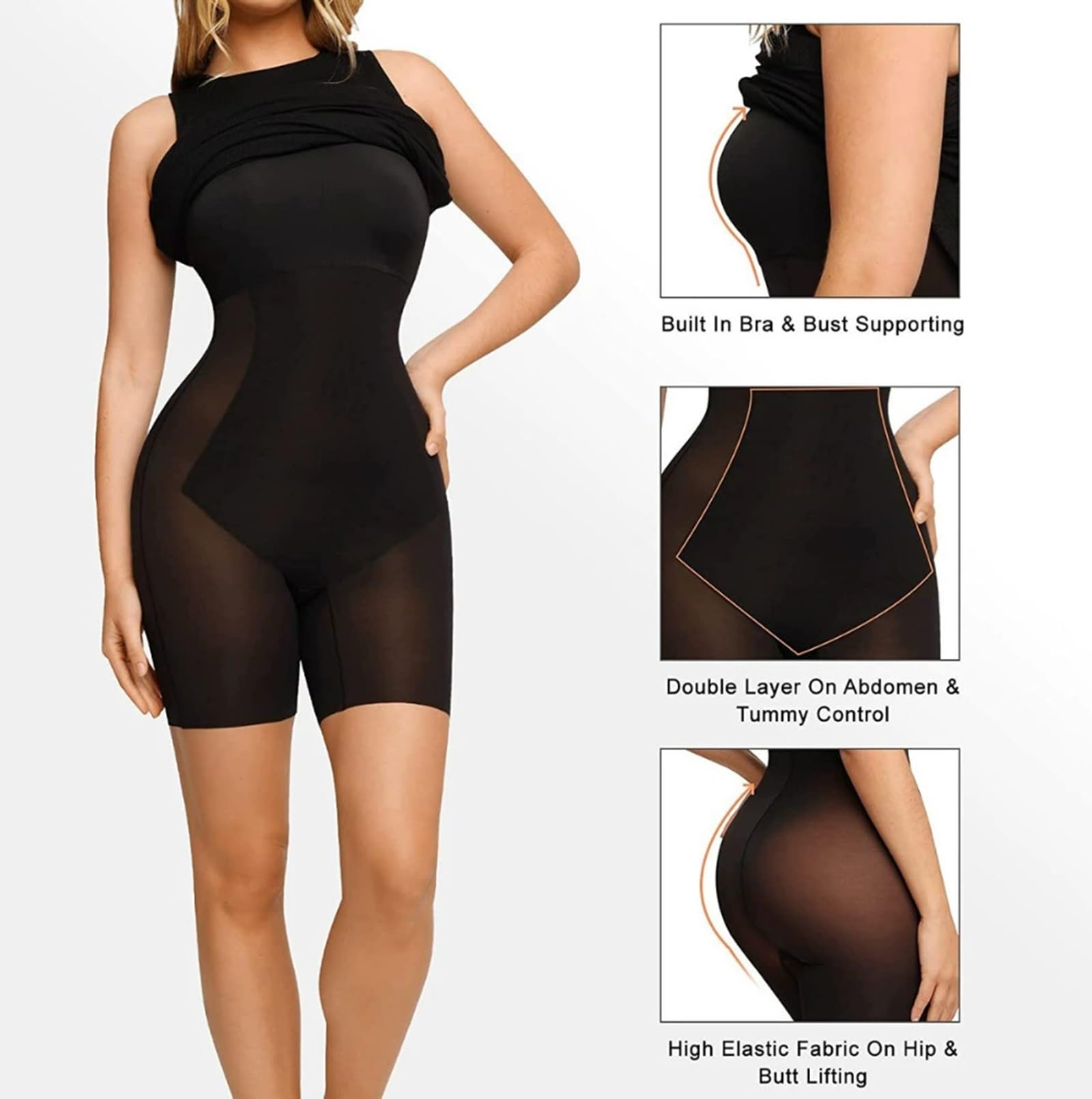 HLTYGWX Vestido Largo Adelgazante con Cuello Cuadrado para Mujer, Ropa Moldeadora, sin Cordones, Debajo de los Vestidos, con Control de Barriga