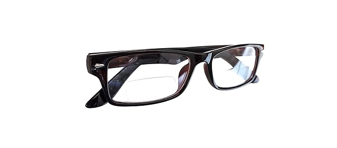 N Specs Bifocal Distance Zero Power & Near +1.00 to +3.00 Power Reading Glasses For Men Women Medium Size Rectangle Brown Colour Frame With Fibre Glasses
