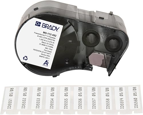 Miniatura 29 de Brady Auténticas etiquetas envolventes de vinilo autolaminables (M4-51-427) de 2.5 pulgadas de alto x 1 pulgada de ancho, negro sobre blanco, Negro