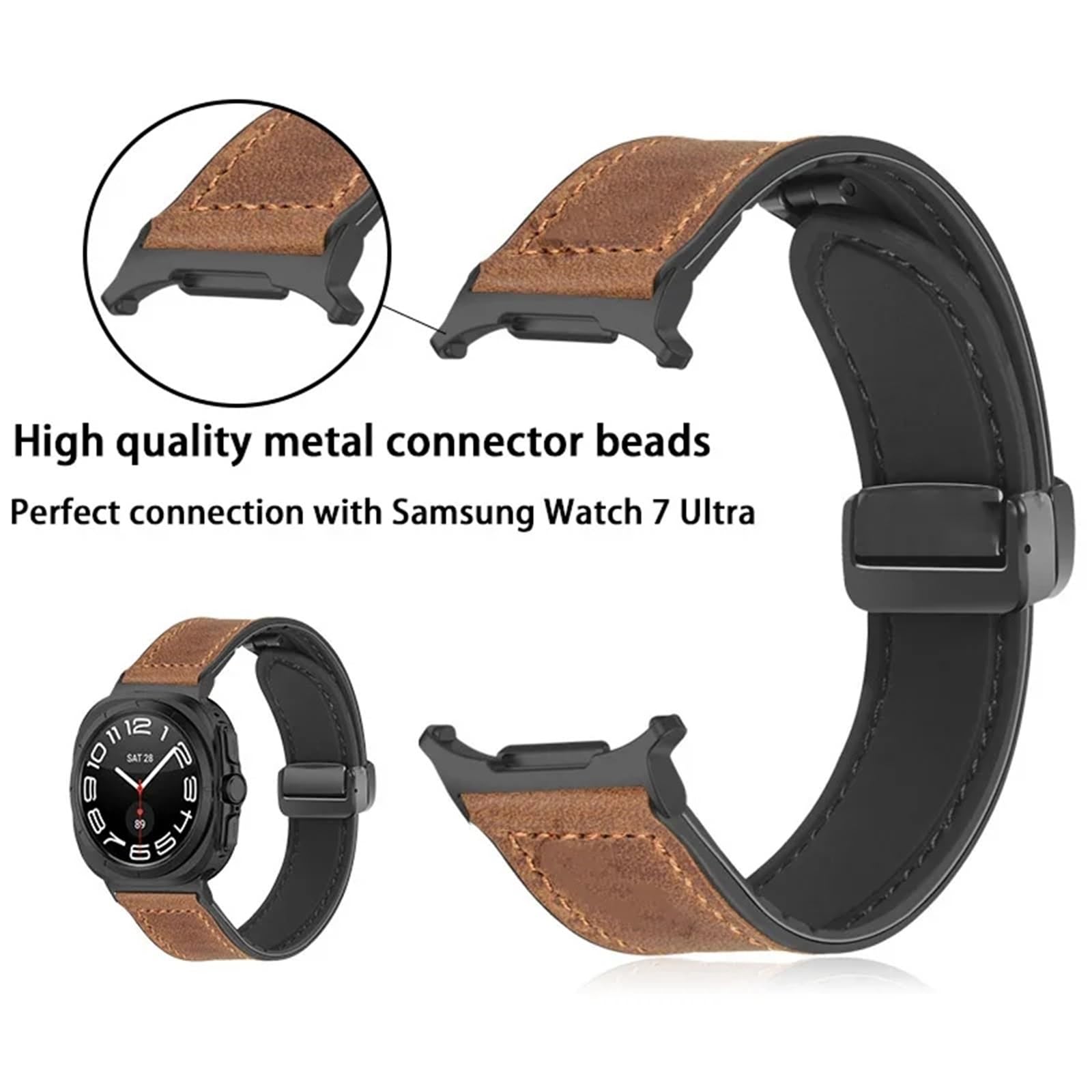 JDIME Bracciale in pelle di silicone per Samsung Galaxy Watch Ultra 47mm Cinturino sportivo con cinturino magnetico per orologio ULTRA7 47mm NO Gaps Cinturini
