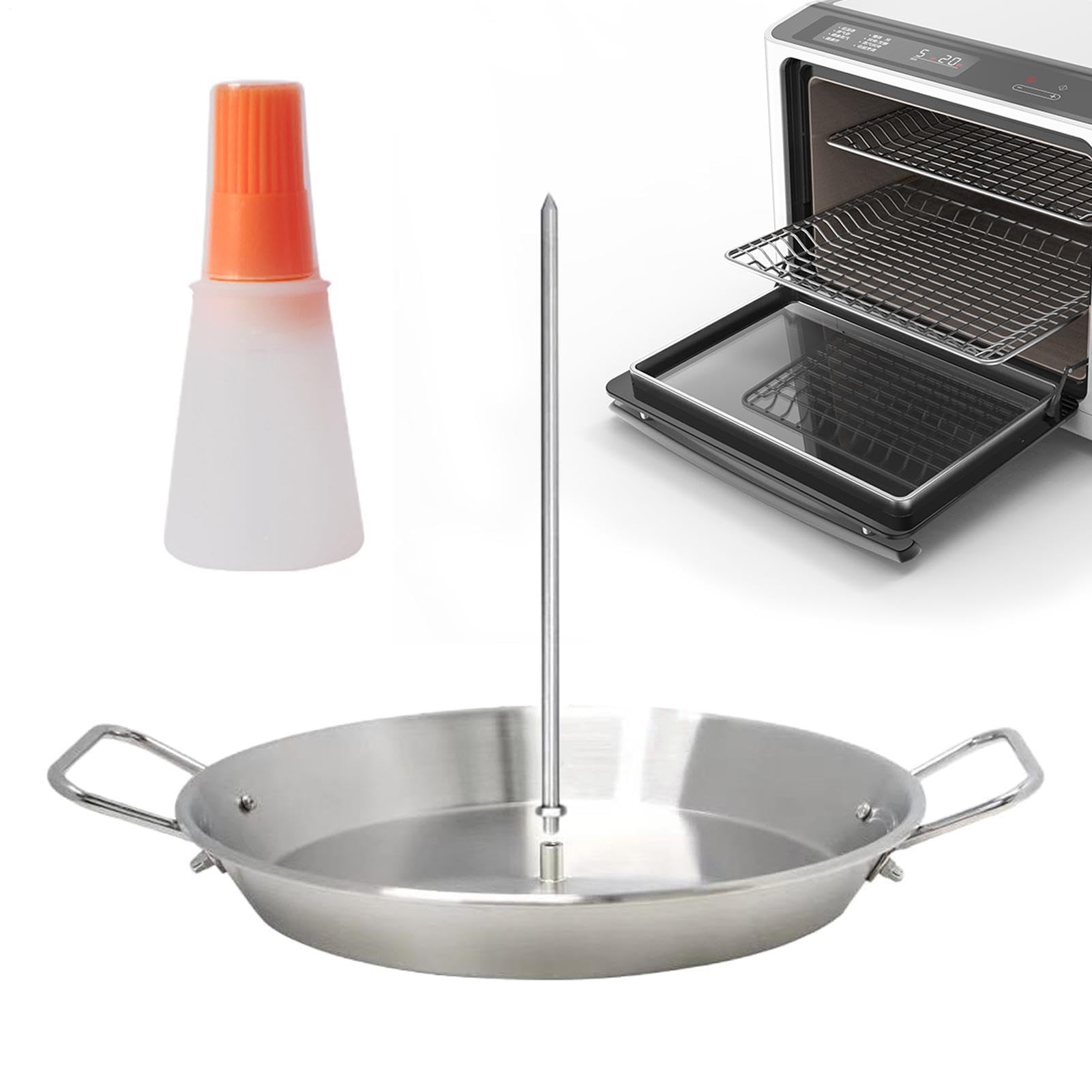 Soporte de pinchos vertical de acero inoxidable, pincho al Pastor para | parrilla | Soporte de pinchos para horno | con antigoteo, 3 puntas extraíbles, accesorio de tostadora para pollo, poi