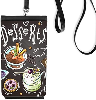 Desserts Chocolate Strawberry France Phone Wallet Purse Hanging Mobile Pouch Black Pocket