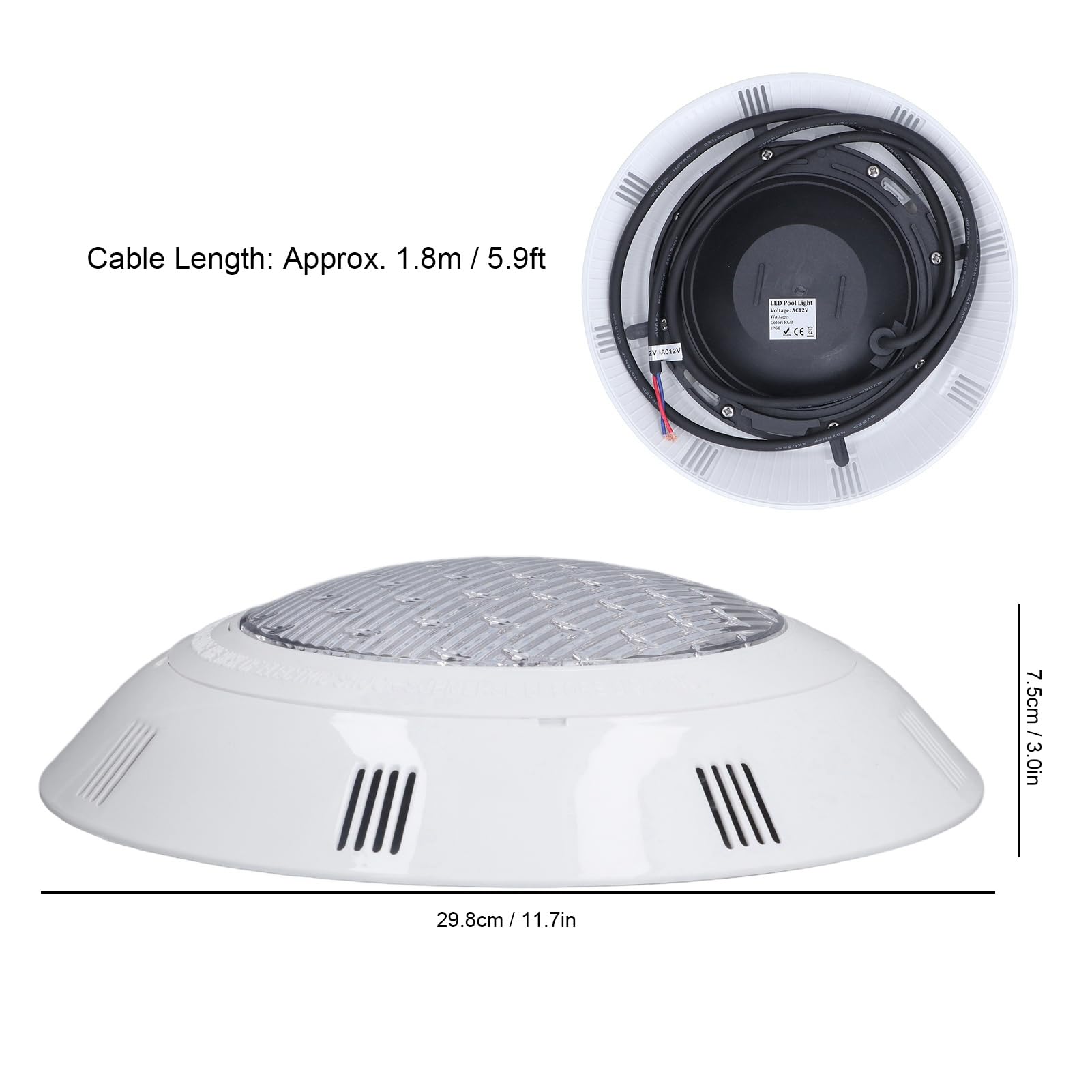 Luce Subacquea a LED RGB AC12V Luci for laghetto Impermeabili con Telecomando, Installazione Semplice, IP68 for Piscina, Decorazione del Giardino (36W)(25W)