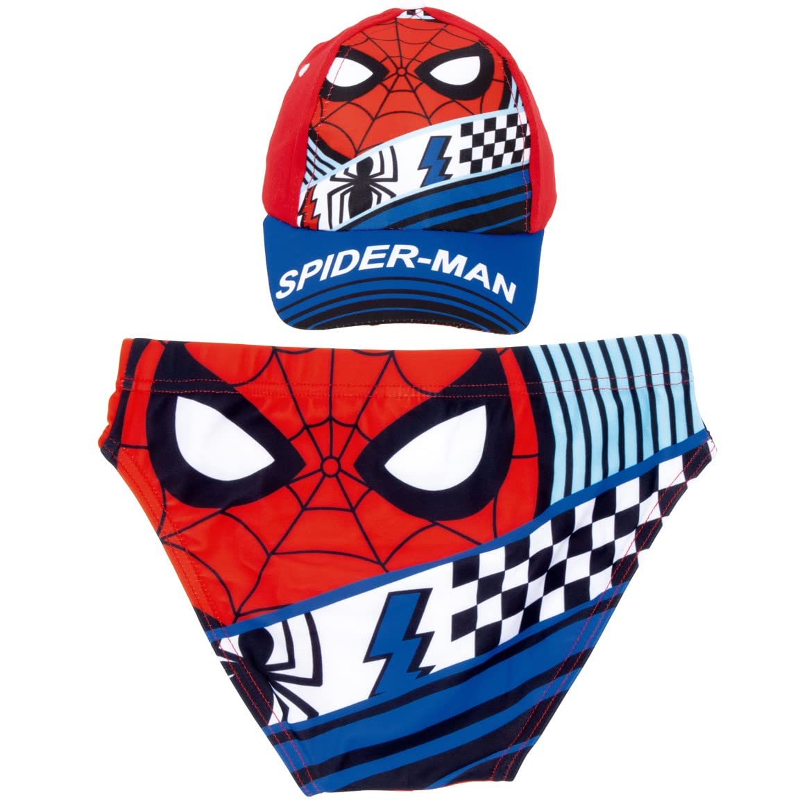 Requeteguay Urban RU Bañador Spiderman para Niños + Gorra Spiderman Marvel | Pack Bañador y Gorra Marvel | Bañador Spiderman Slip de Natación para Playa o Piscina + Gorra Ajustable Spiderman