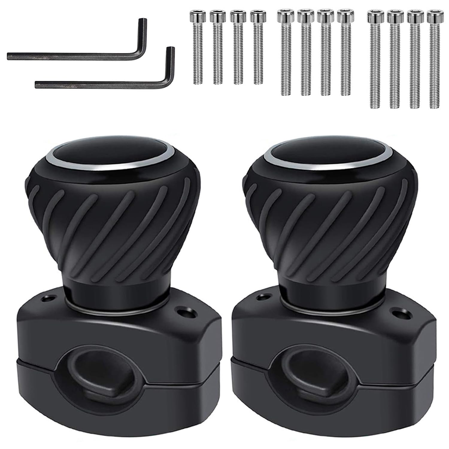 2 Stück Universal Lenkradknauf Spinner, Lenkradknauf Traktor, Steuerrad Drehknopf, Lenkradspinnknopf Lenkhilfe, Universelles Lenkrad Drehknopf für KFZ, LKW, Traktor, Gabelstapler usw (Schwarz-B)