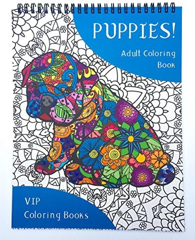 Puppies! Adult Coloring Book of 50 Popular Dog Breeds - VIP Coloring Books