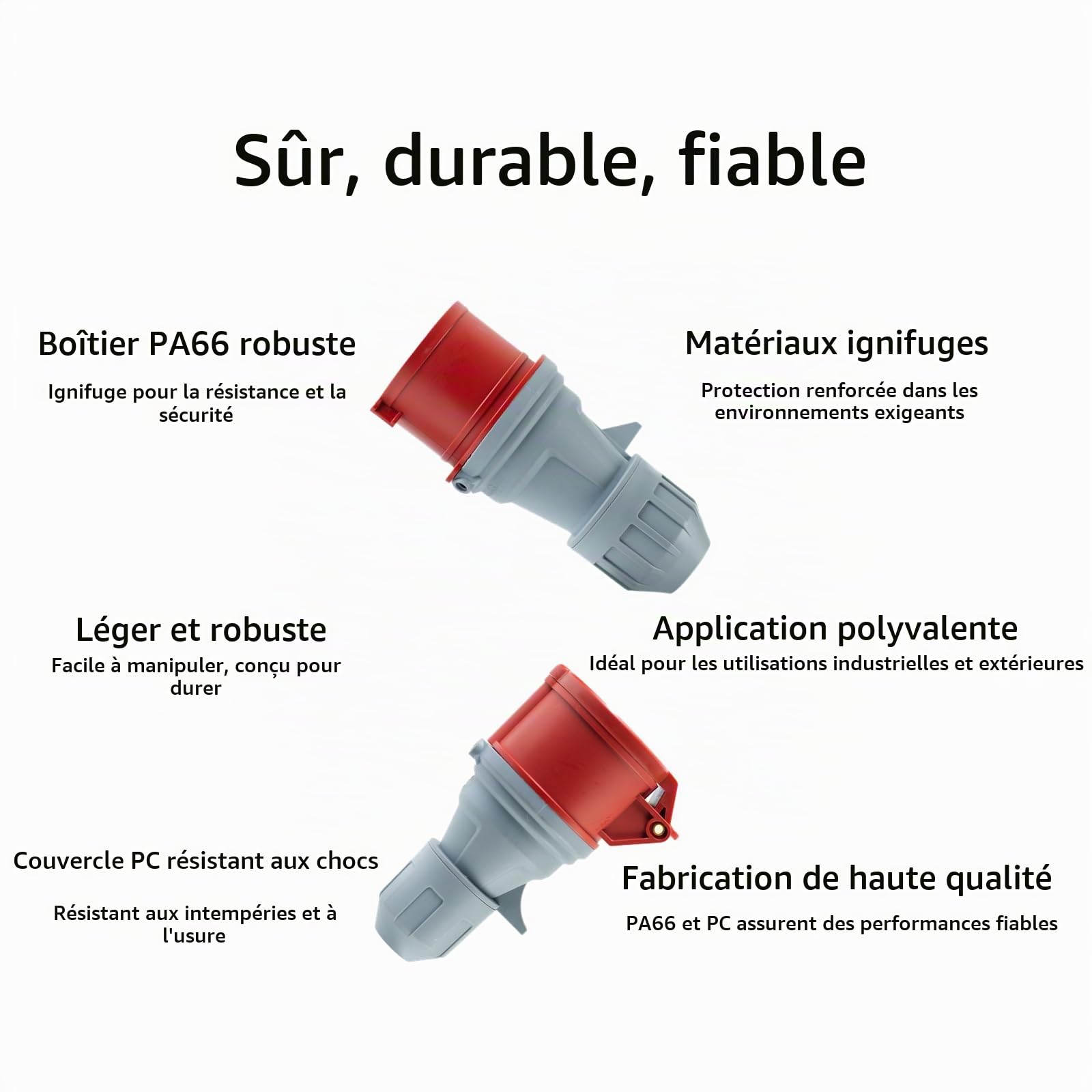 Adaptateur CEE 32A prise sur 16A prise femelle avec interrupteur LS, triphasé, 380-415V, 5 pôles, H07RN-F 5G 2,5mm² câble, IP44 étanche