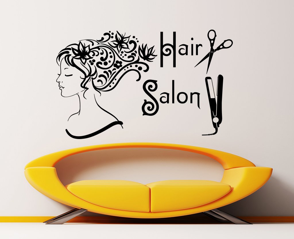 Wall Decals Beauty Salon Hair Salon Fashion Girl Woman Haircut Scissors Hairdressing Barbershop Vinyl Sticker Wall Decor Murals Wall Decal
