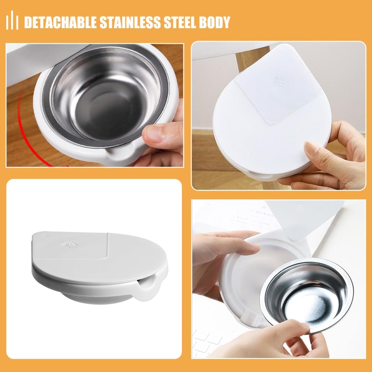 Yardwe Stainless Steel Hidden Ashtray with Cover, Self-Adhesive under Desk Ashtray for Smokers, Windproof Indoor Ash Container for Home and Office Use image 3