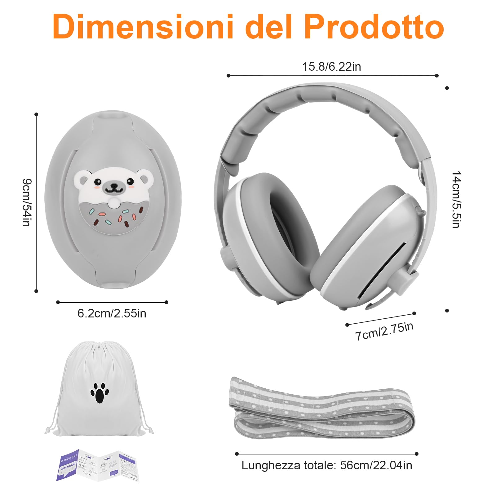 2 in 1 Cuffie Neonato Antirumore 25dB Protettori Acustici per Neonati Cuffie Antirumore Neonato,Archetto Regolabile,Protezione Acustica Ideale per Neonati Fino a 48 Mesi