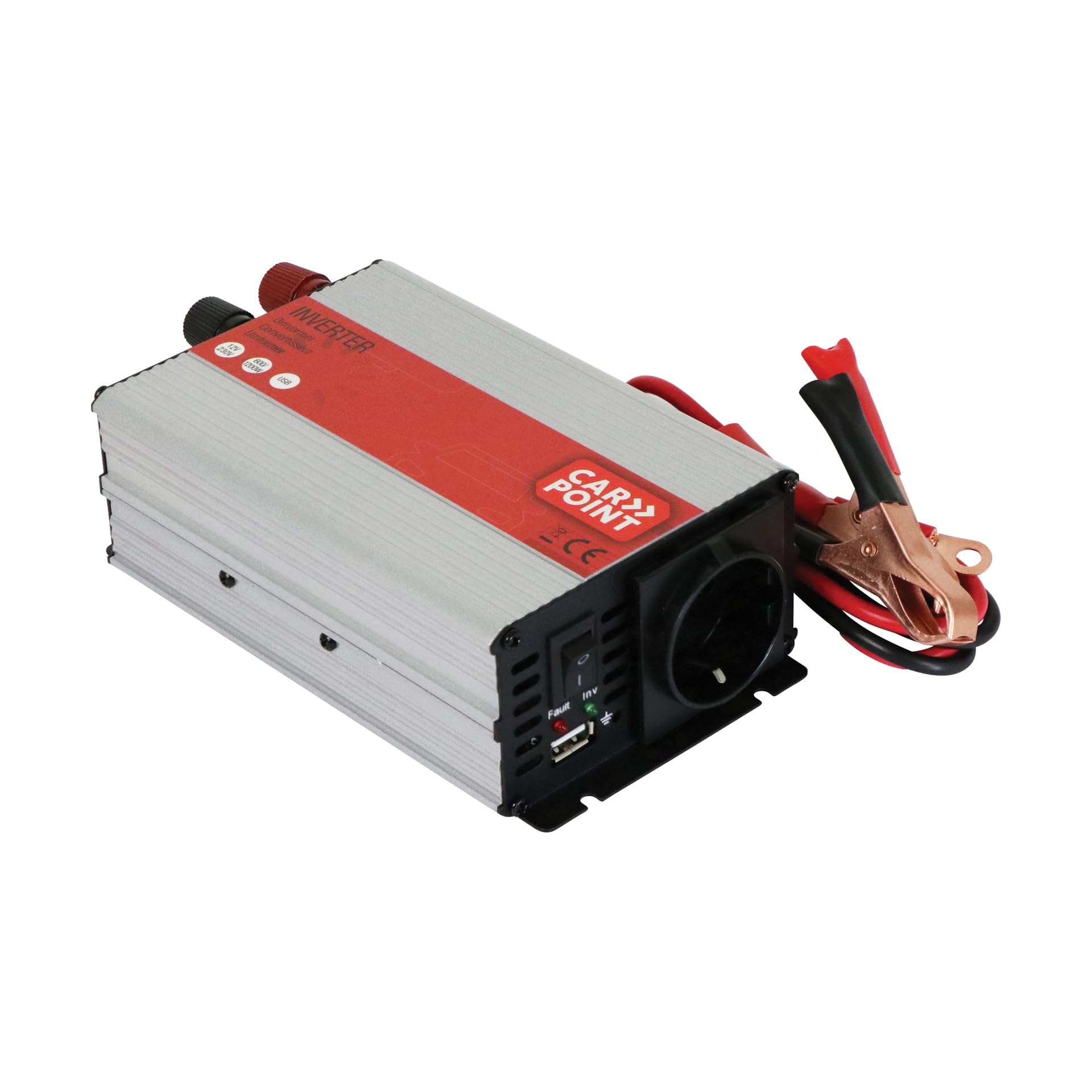 Carpoint 0510352 przetwornica 12 V >230 V 600 W zaciski do akumulatora
